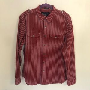 AMERICAN EAGLE Vintage Fit Men Red Striped Long Sleeve Button Up Shirt S